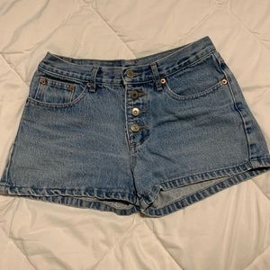 Vintage, mid rise button fly shorts